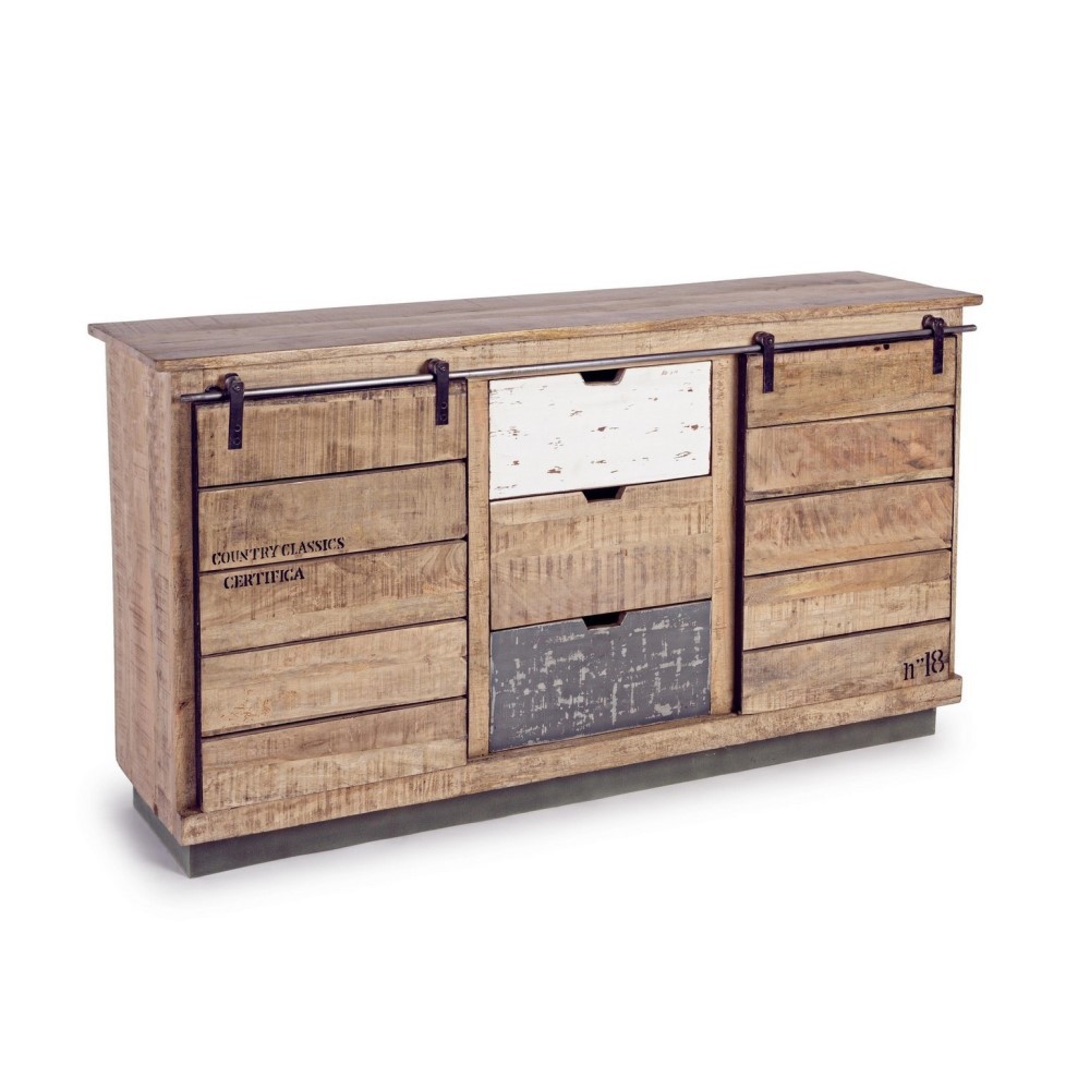 Credenza in legno nobilitato con 2 ante e 3 cassetti - Misure: 150x38x85 cm