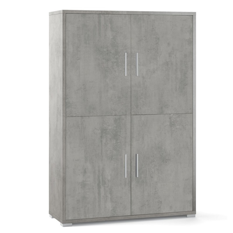 Credenza quattro ante quattro ripiani in legno Beton Cemento 108x41x h161 cm
