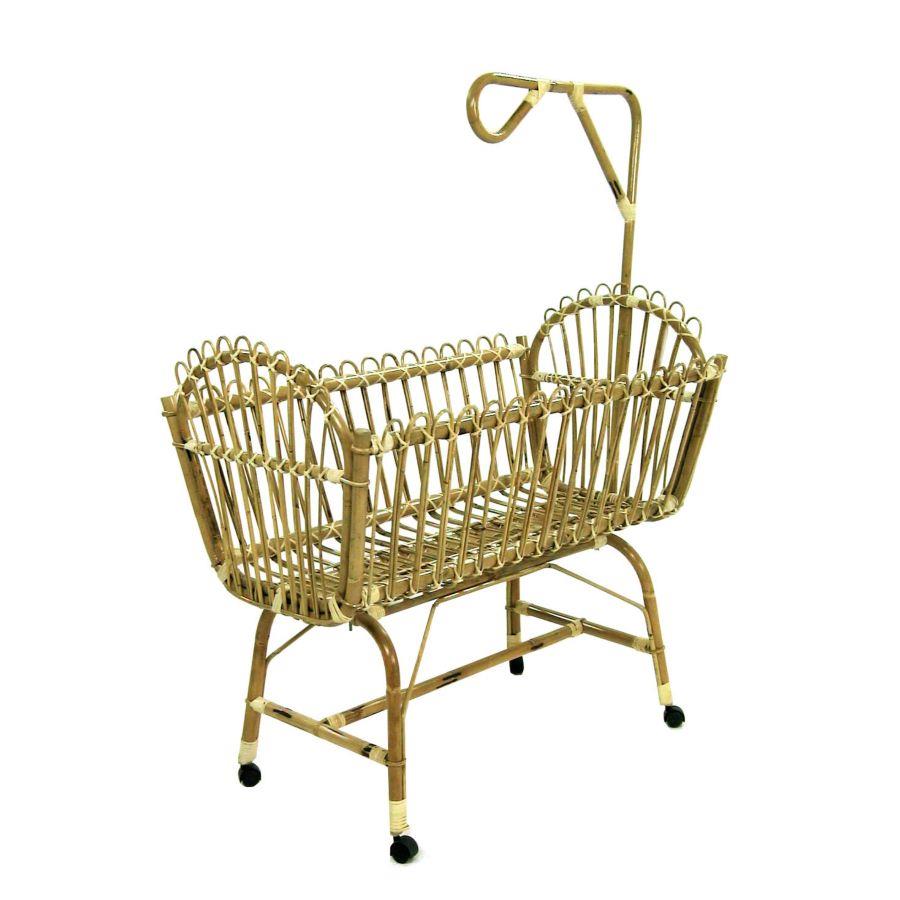 Culla in vimini con reggivelo e ruote 58x100xh.44/90 cm