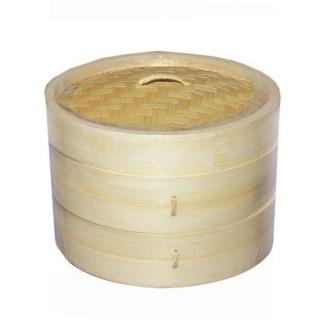 Set di 3 cestelli in bambù per cottura a vapore, ø30xh16,5 cm