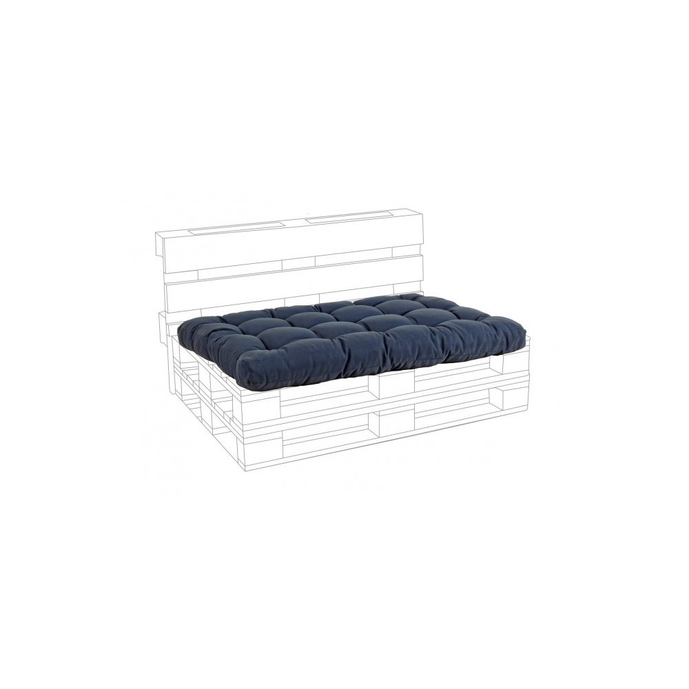 Cuscino in Tessuto Seduta Pallet Poly Denim Blu - 120x80x10 cm