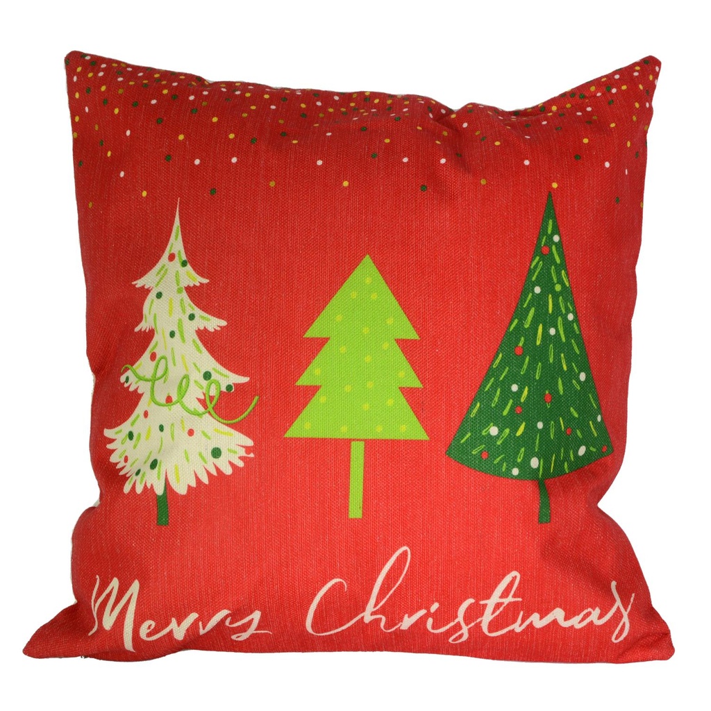 Cuscino tessuto albero rosso e verde 43x43 cm