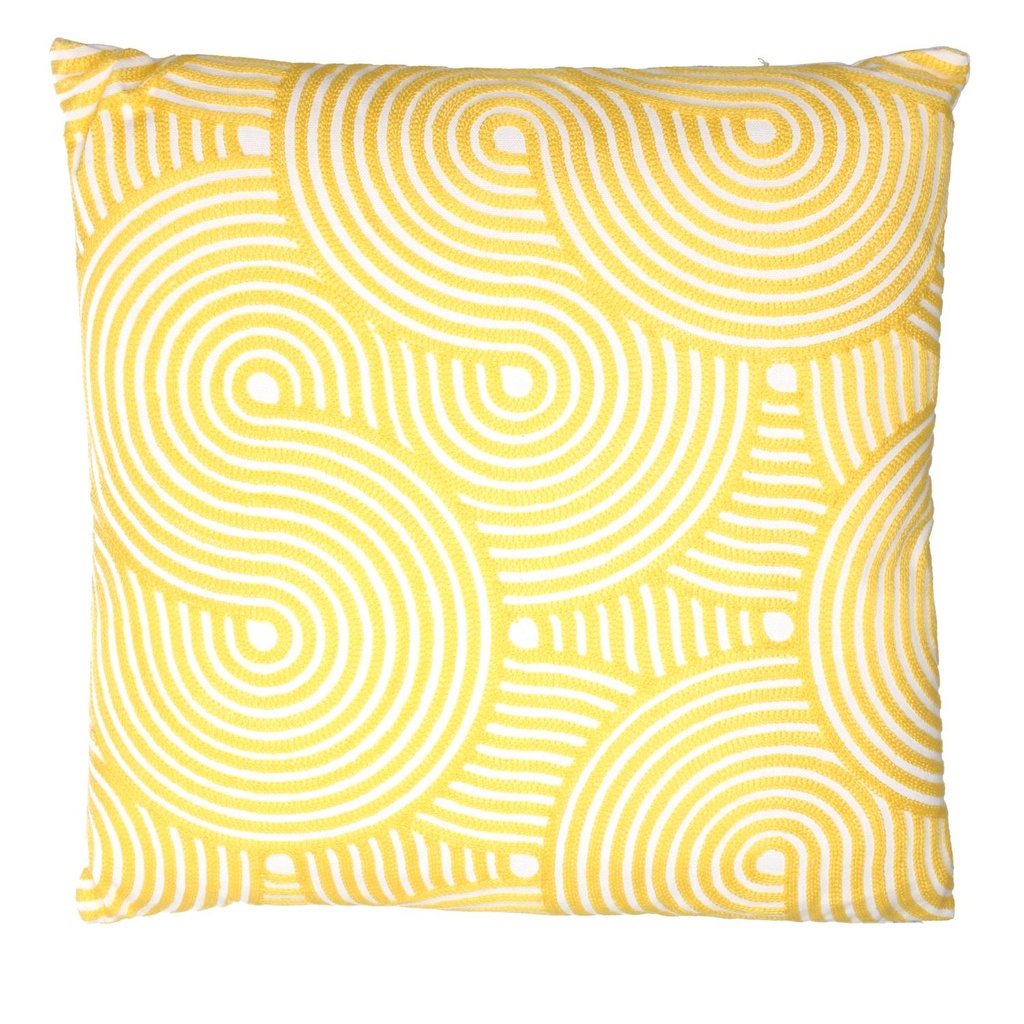 Cuscino tessuto cerchi giallo quadro 45x45 cm
