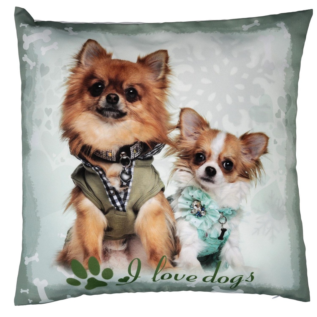 Cuscino tessuto con cane azzurro 43x43 cm