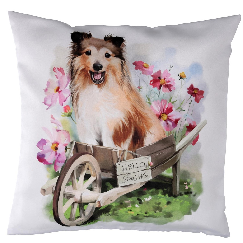 Cuscino tessuto con cane bianco 43x43 cm