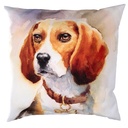 Cuscino tessuto con cane bianco 43x43 cm