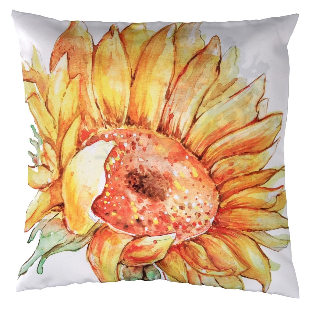 Cuscino tessuto con girasole bianco 43x43 cm