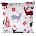 Cuscino tessuto con renne bianco 43x43x12 cm