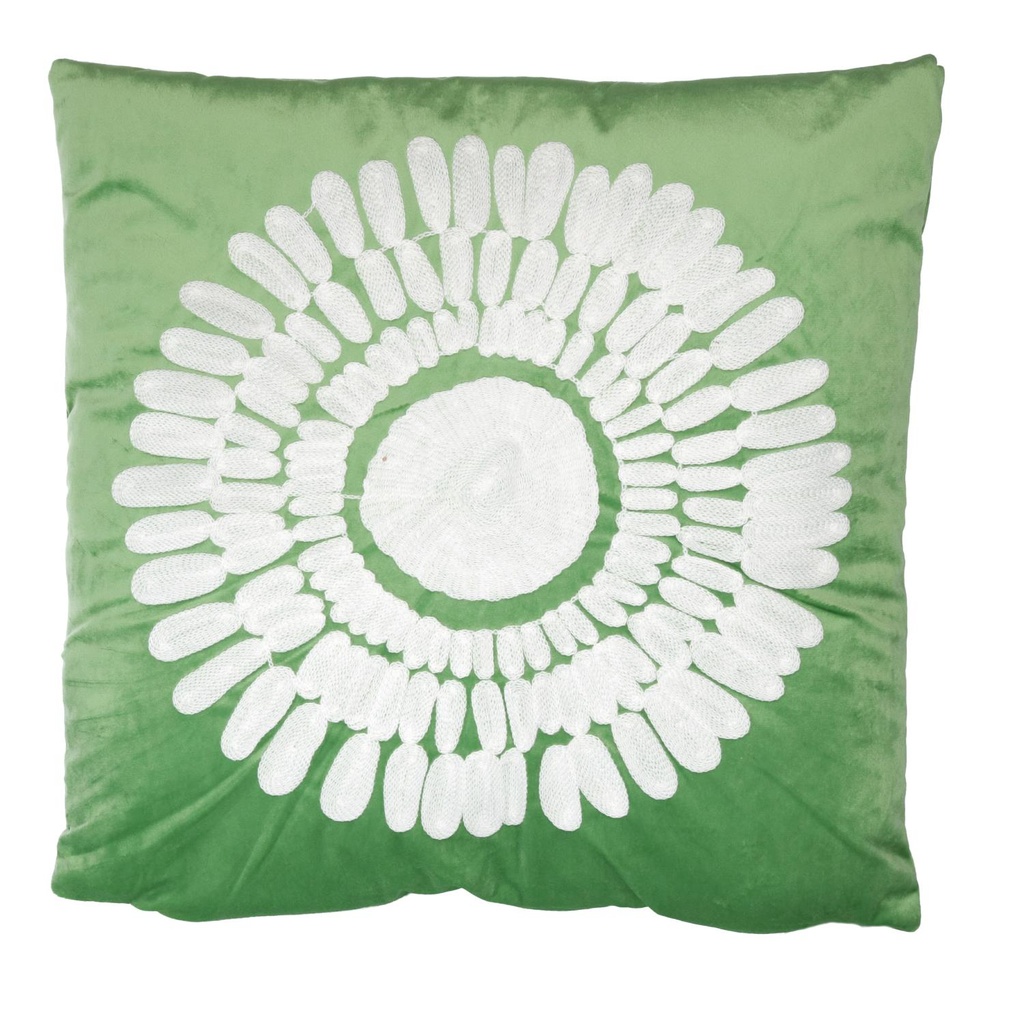 Cuscino tessuto fiore bianco verde quadro 45x45 cm