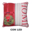 Cuscino rosso quadrato in tessuto con ghirlanda e led cm40x40