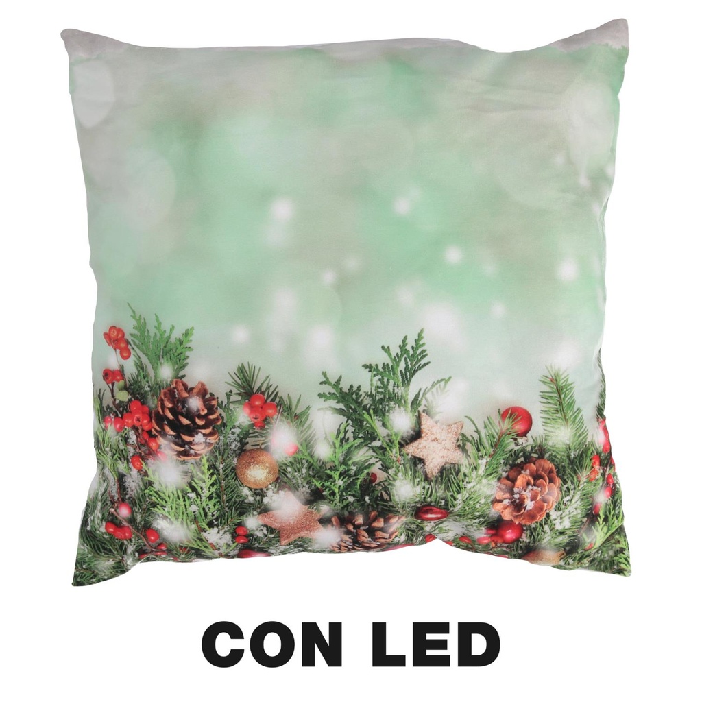 Cuscino tessuto rami led azzurro 40x40 cm