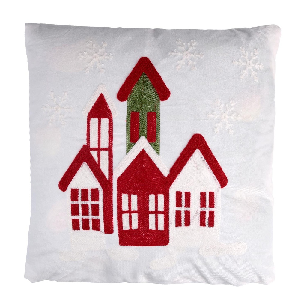 Cuscino velluto casa bianco quadro 45x45x5 cm