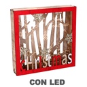 Decorazione in legno con luci a led rosse cm22x4,5h22