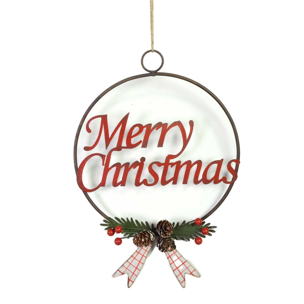 Decorazione Metallo Merry Christmas Rosso 18x3x27 cm