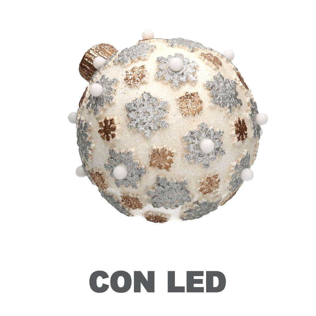 Decorazione natalizia in resina con luce a LED, sfera ø25x28 cm