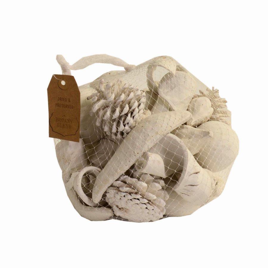 Decorazione pigne misto bianco in sacchetto 19x19x13 cm