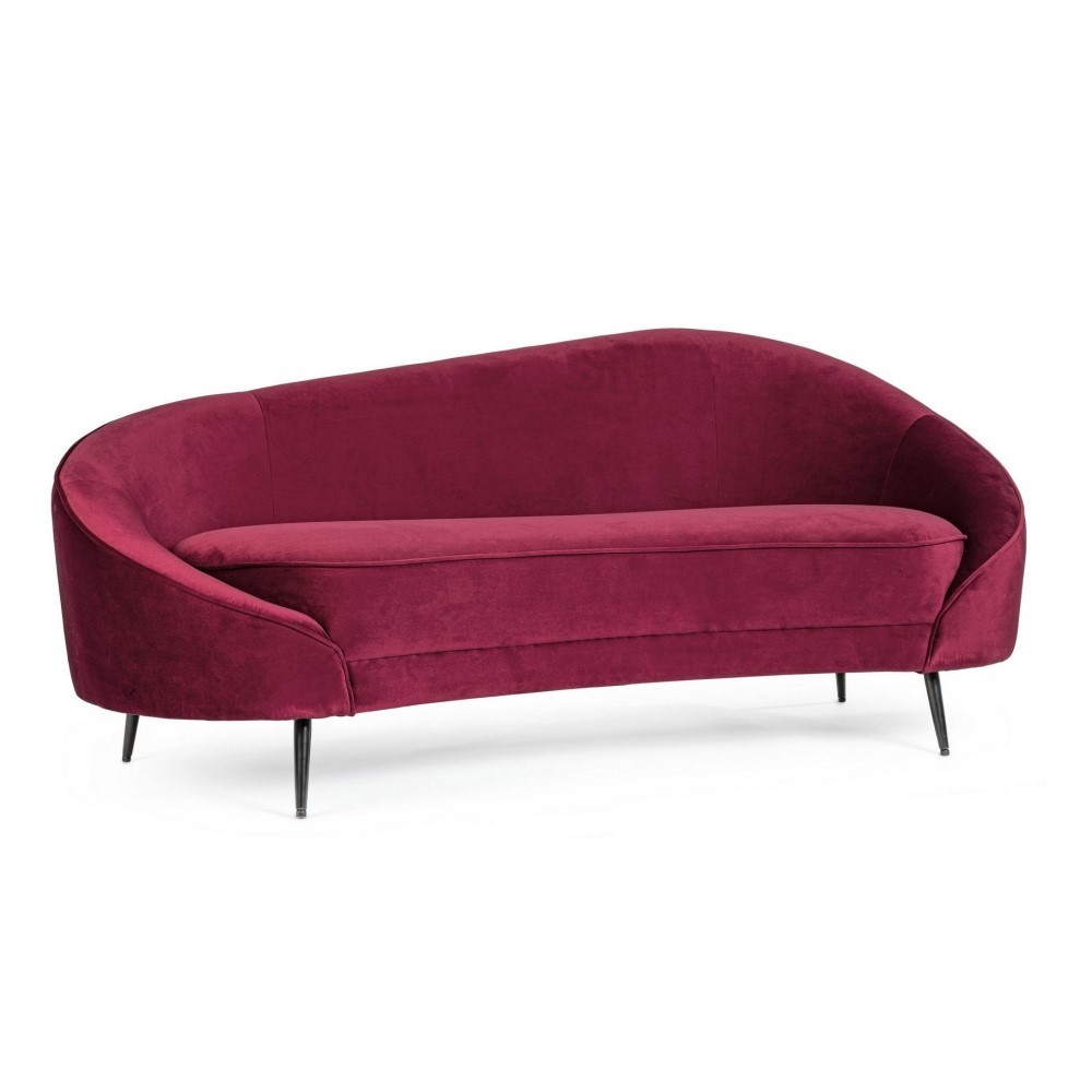 Divano 2 posti in velluto Seraphin Wine, cm 183x85x80