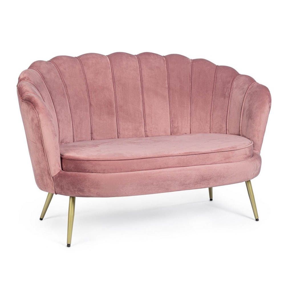 Divano 2 posti effetto velluto rosa antico Giliola - Misure: 130x77x83 cm