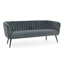 Divano Avril 3 posti grigio in velluto - Misure: 178x71x69 cm