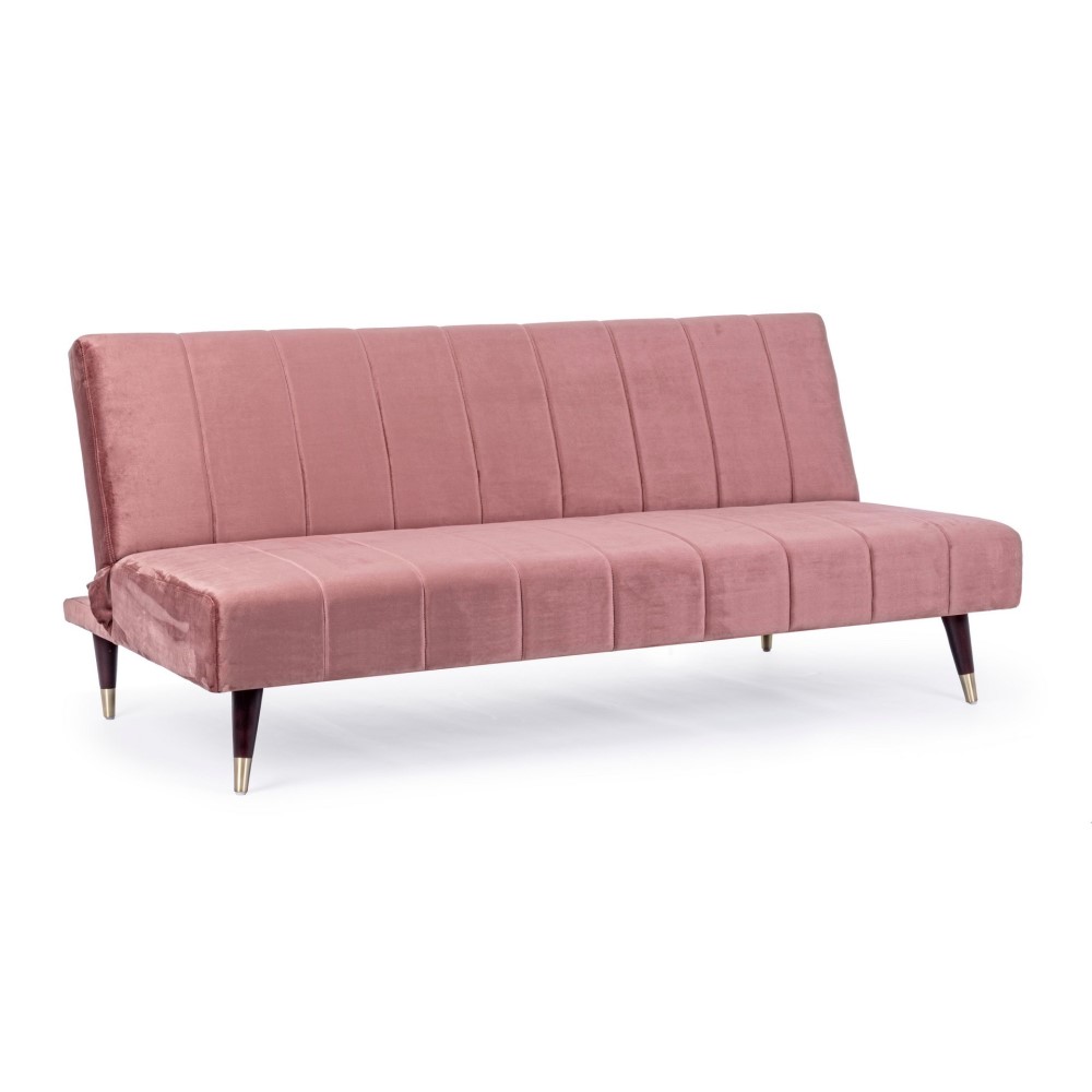Divano Letto Tre Posti Rosa Reclinabile - 180x88x82h cm