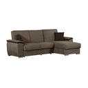 Divano con penisola reversibile in legno e tessuto Tortora GINEPRO 279x123x h60 cm