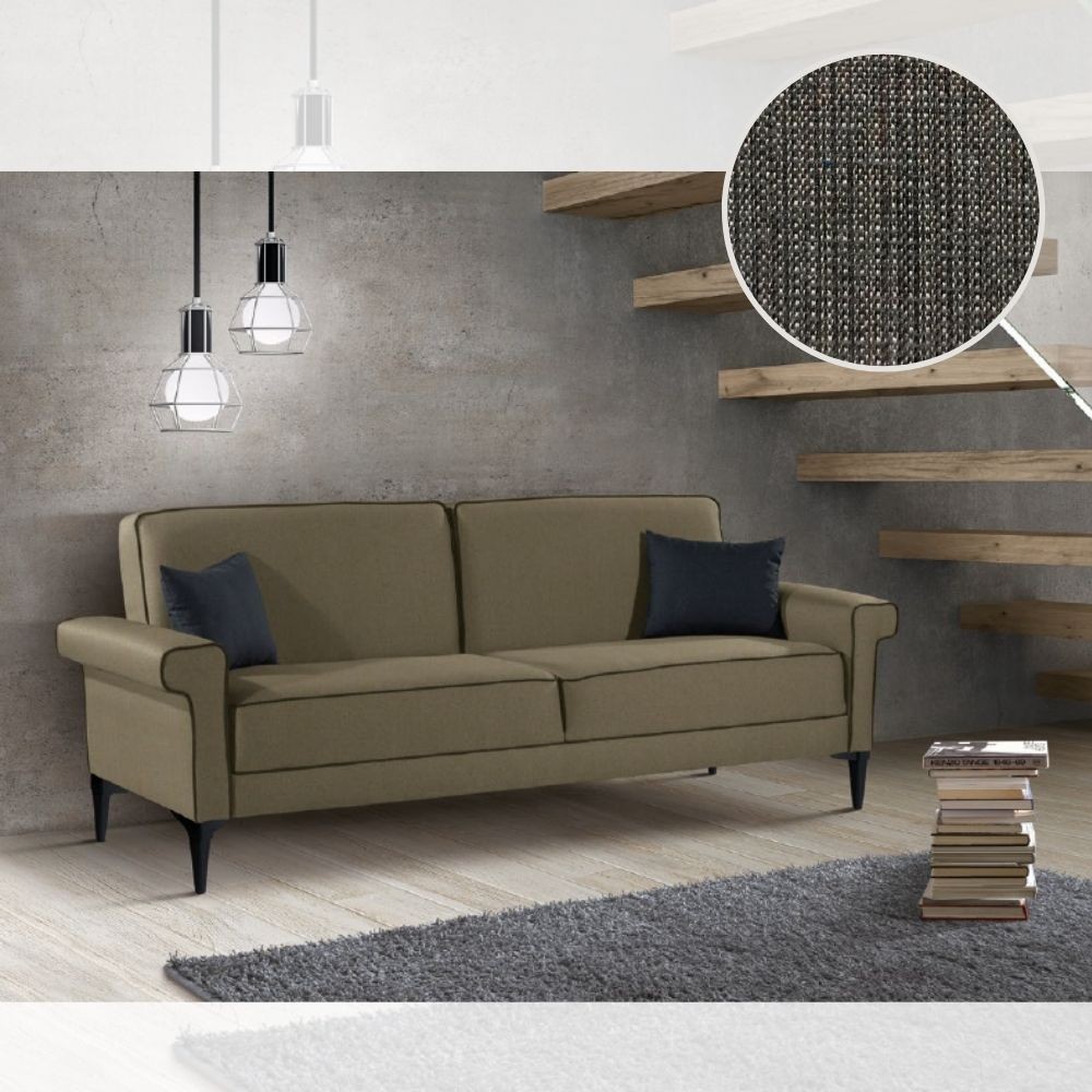 Divano letto Silvera 2 posti tessuto grigio