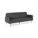 Divano letto tre posti in tessuto nero 200x82x81 cm