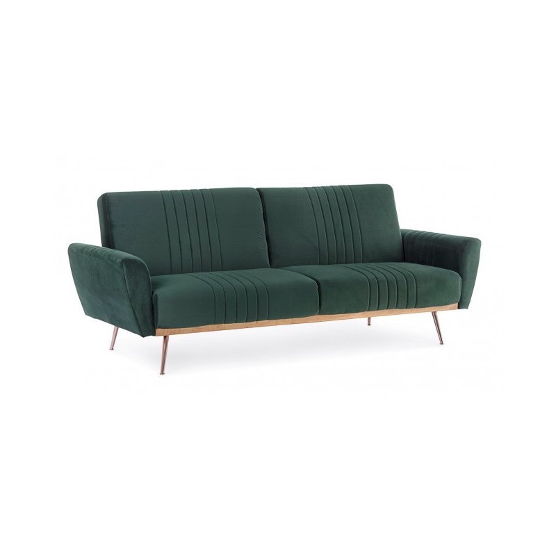 Divano letto tre posti in velluto Verde Scuro JOHNNY 210x83x h85 cm