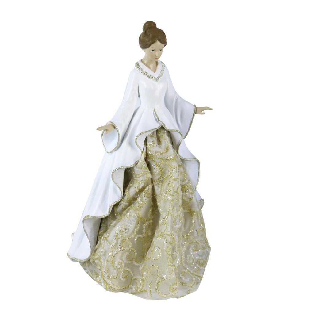 Statuetta in resina bianca, dimensioni 18x18x31,5 cm