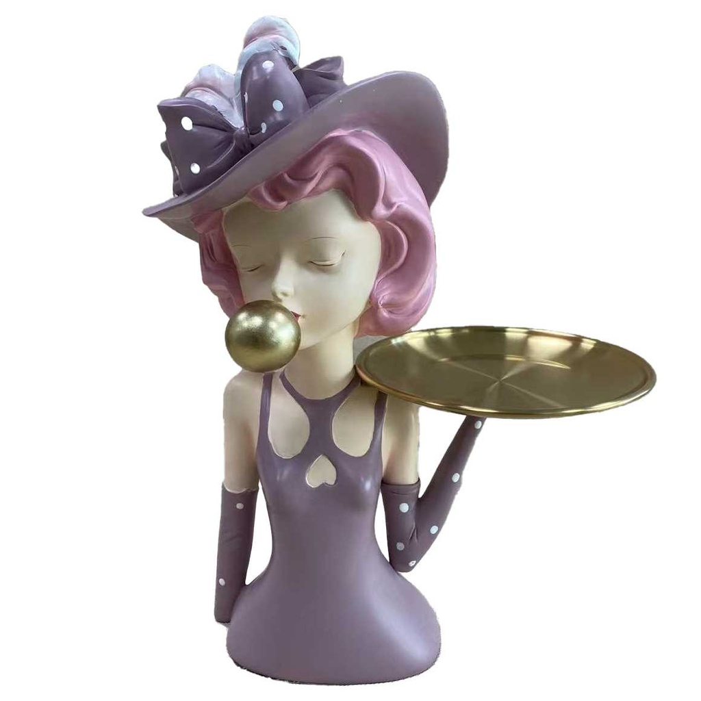 Statuetta in resina rosa, dimensioni cm22,8x13,3h31