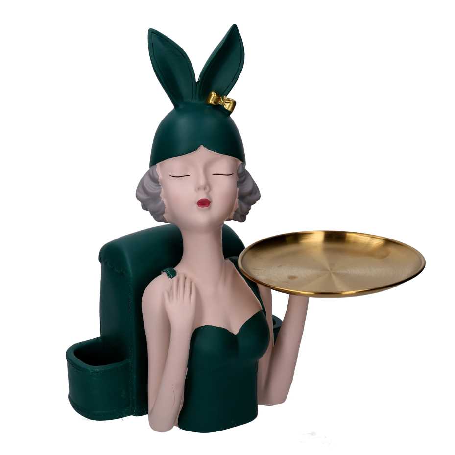 Vassoio e Scatola Verde in Resina per Donna - 23x20x36 cm