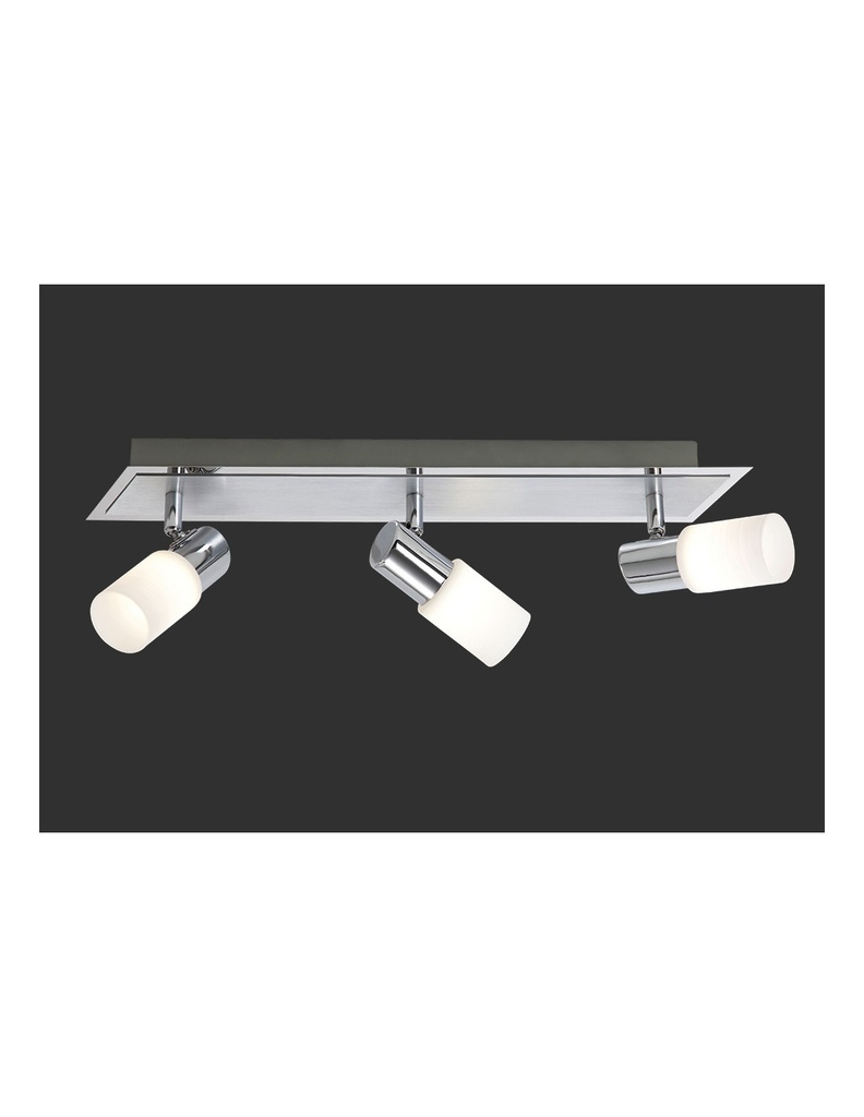 Faretto a 3 Spot Led Cromo e Vetro Bianco L50 cm