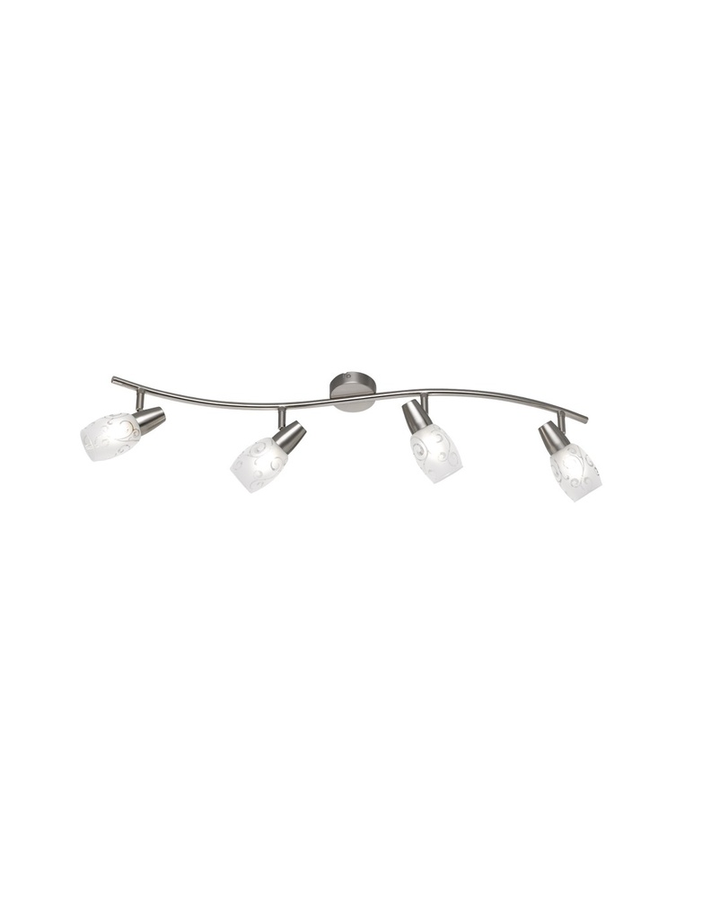 Faretto Nichel 4 Spot Led Vetro Satinato L79 cm