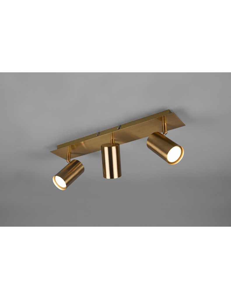 Faretto Orientabile Marley 3 Spot Ottone Invecchiato L48 cm