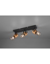 Faretto Tosh Nero 3xE14 Spot Legno E Gabbia Metallica L44 cm Trio Lighting