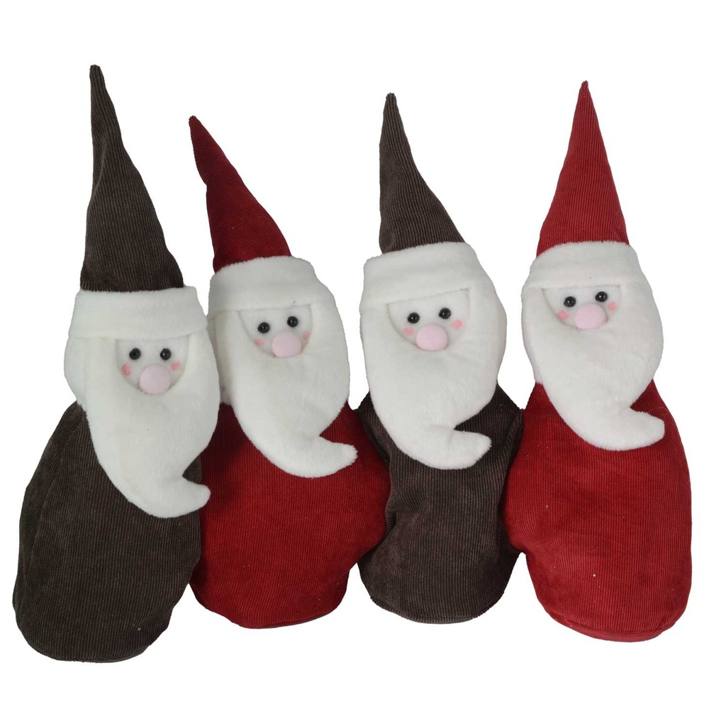 Fermaporta tessuto Babbo Natale rosso marrone cm38x8h32