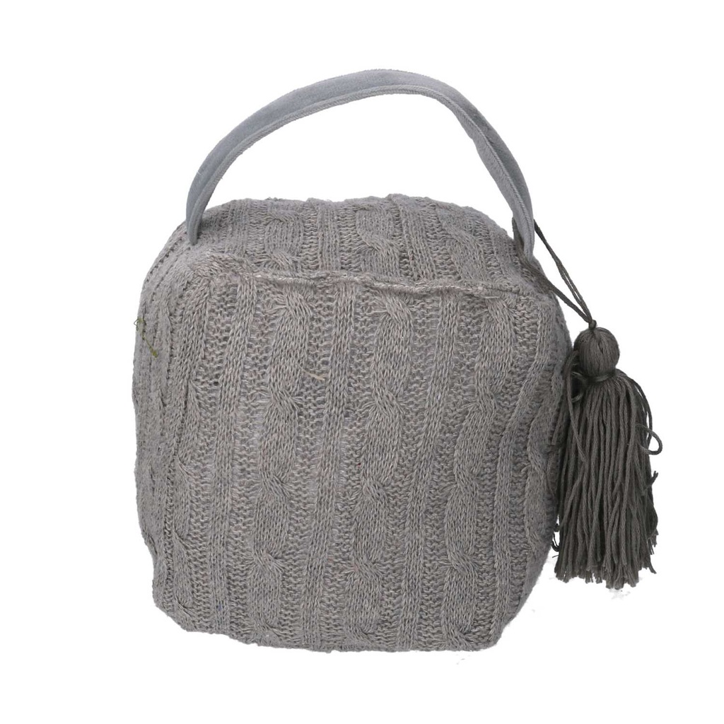 Fermaporta elegante in tessuto grigio quadro 12x10h15/20 cm