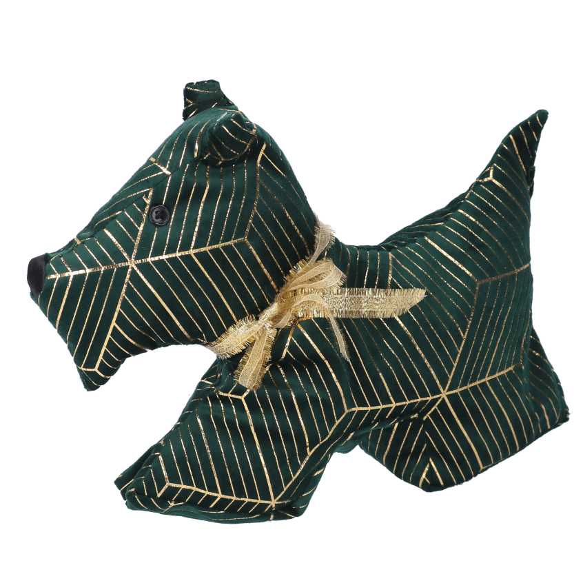 Fermaporta tessuto cane verde 35x5x26 cm
