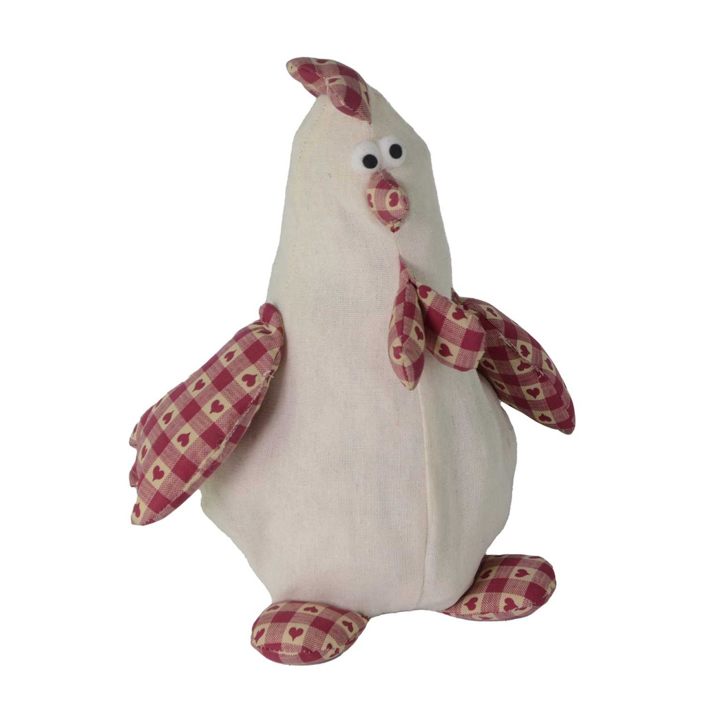 Fermaporta in tessuto gallo bianco 17x14 cm, altezza 25 cm