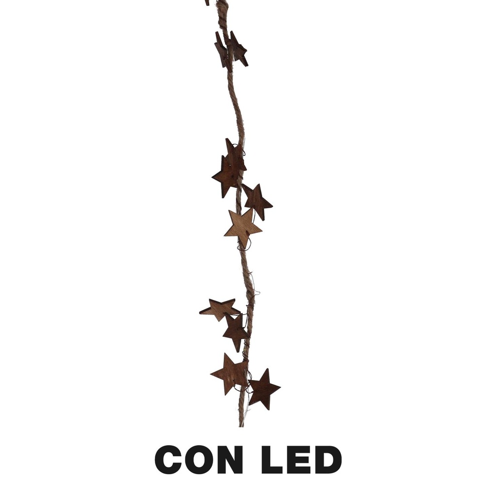 Festone stelle marrone con 20 micro ledcm210xh200x1 - a batteria