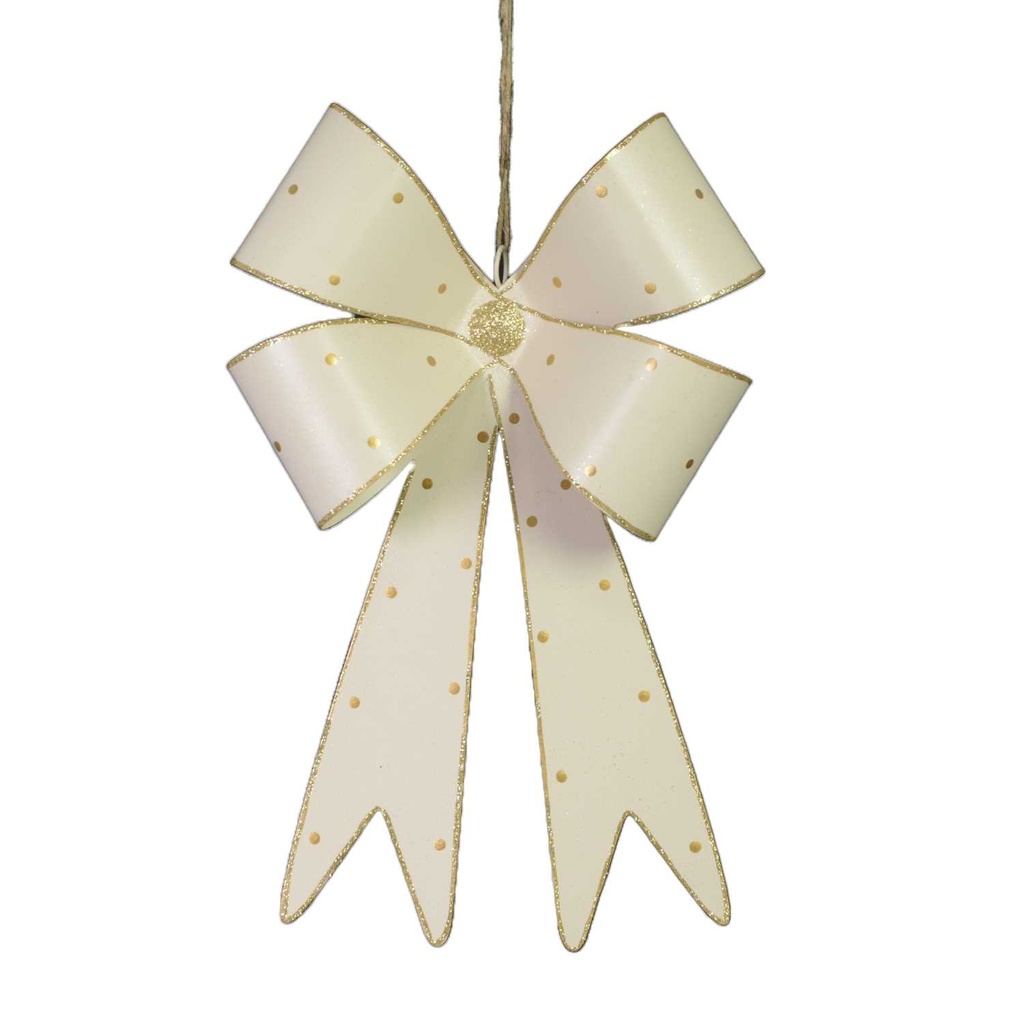 Fiocco Metallo Pois Oro Bianco 16x4x25 cm