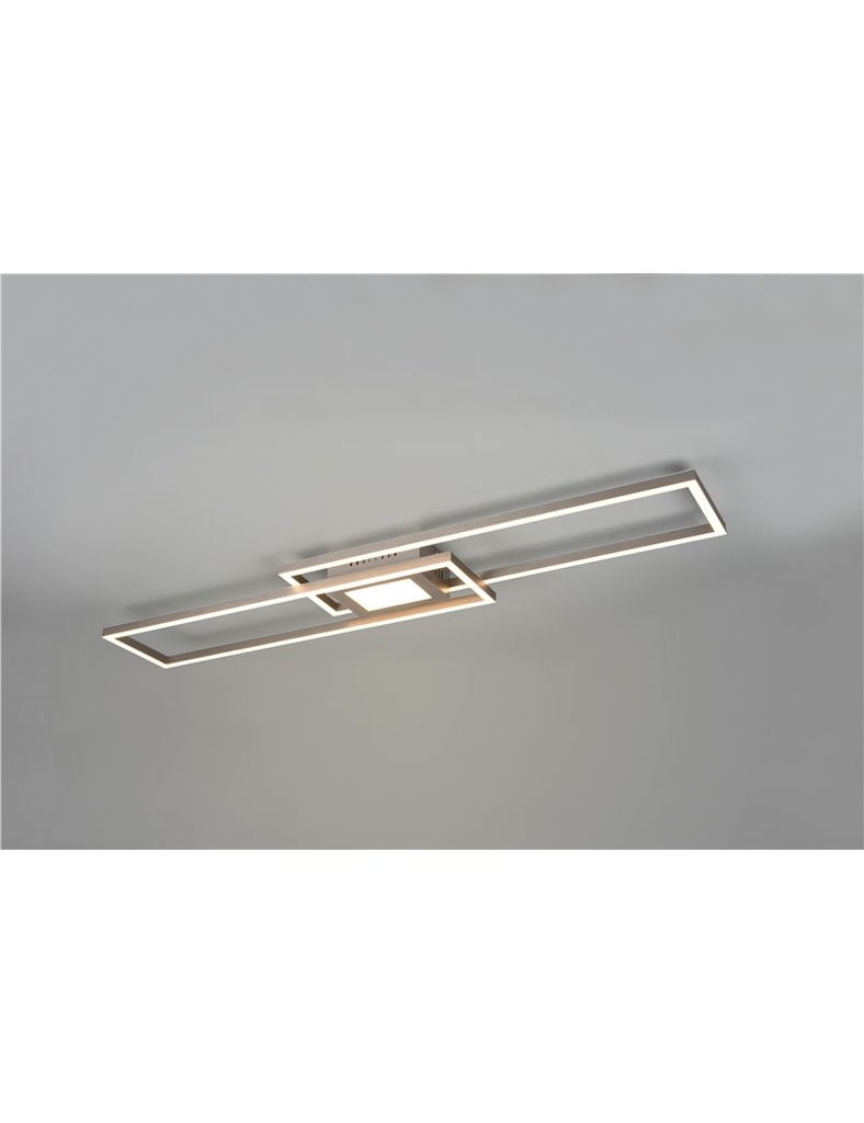 Plafoniera LED rettangolare acciaio retro-illuminata RGB con telecomando multifunzione l. 110cm