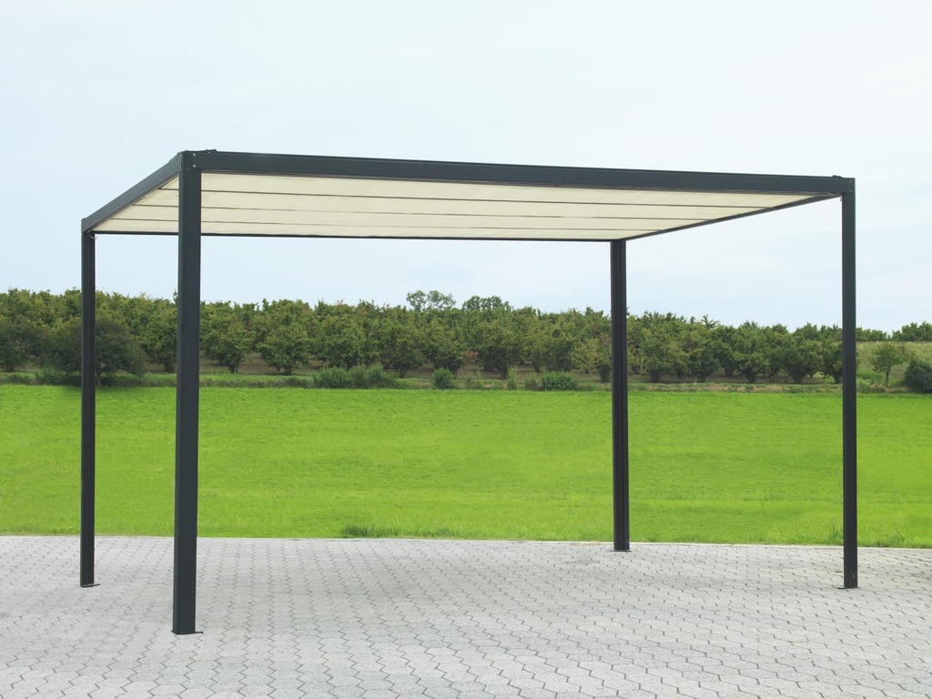 Gazebo Pergola in Alluminio Milwaukee Nero con Telo Elettrico 3x3x2,5h m