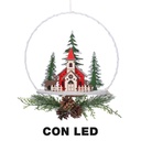 Ghirlanda Metallo LED con Chiesa Rosso 25x7x47,5 cm