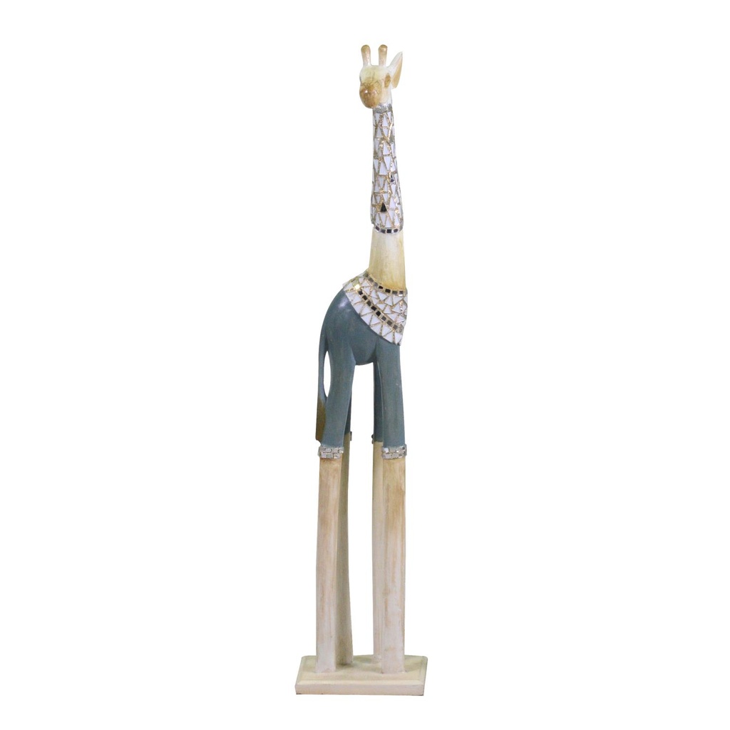 Giraffa in Legno Azzurro Bianco 16x10 cm, Altezza 80 cm
