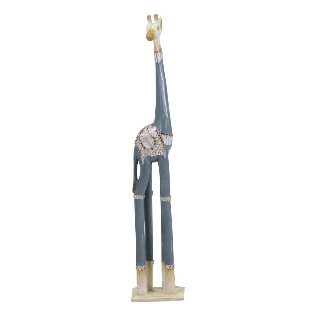 Giraffa in Legno Azzurro Bianco 21x19cm, Altezza 100cm