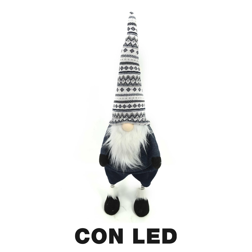 Gnomo tessuto con led grigio cm23x18h70