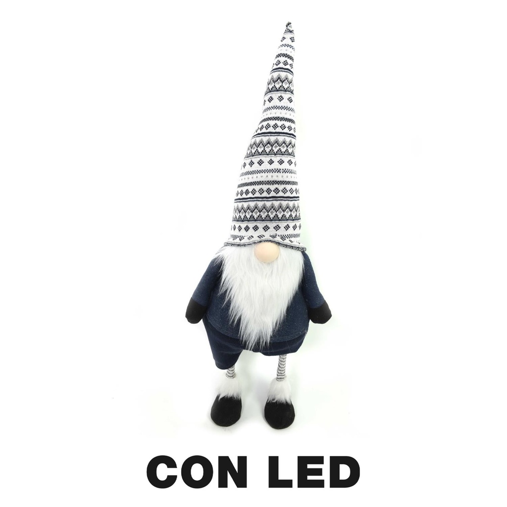 Gnomo tessuto con led grigio 30x22x85 cm