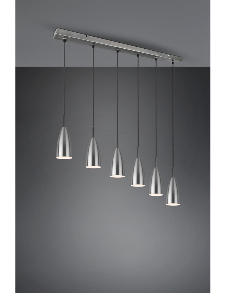 Grande Lampadario Lineare Isola Farin 6 Luci Nichel Trio Lighting