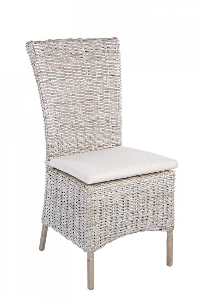 Sedia Isla con Cuscino - Struttura in Rattan Intrecciato - Misure 51x57x102 cm